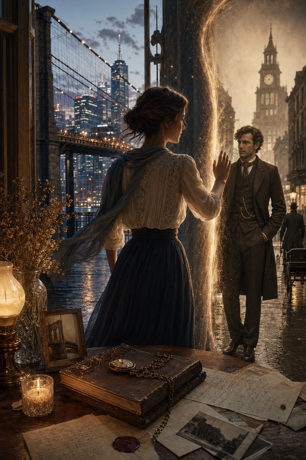 Cover image for THE HOUSE THAT HOLDS BOTH HANDS, a Historical Time-Bridge Romance blueprint.