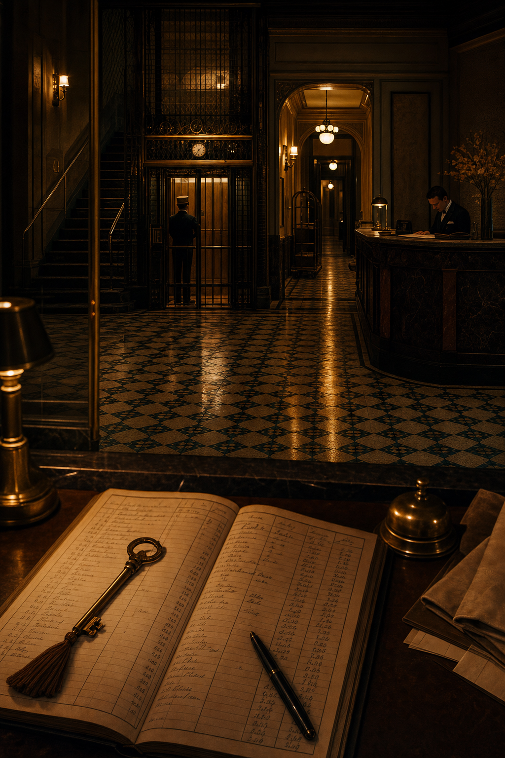 Cover image for THE OVERNIGHT LEDGER, a Hotel Ensemble Drama blueprint.