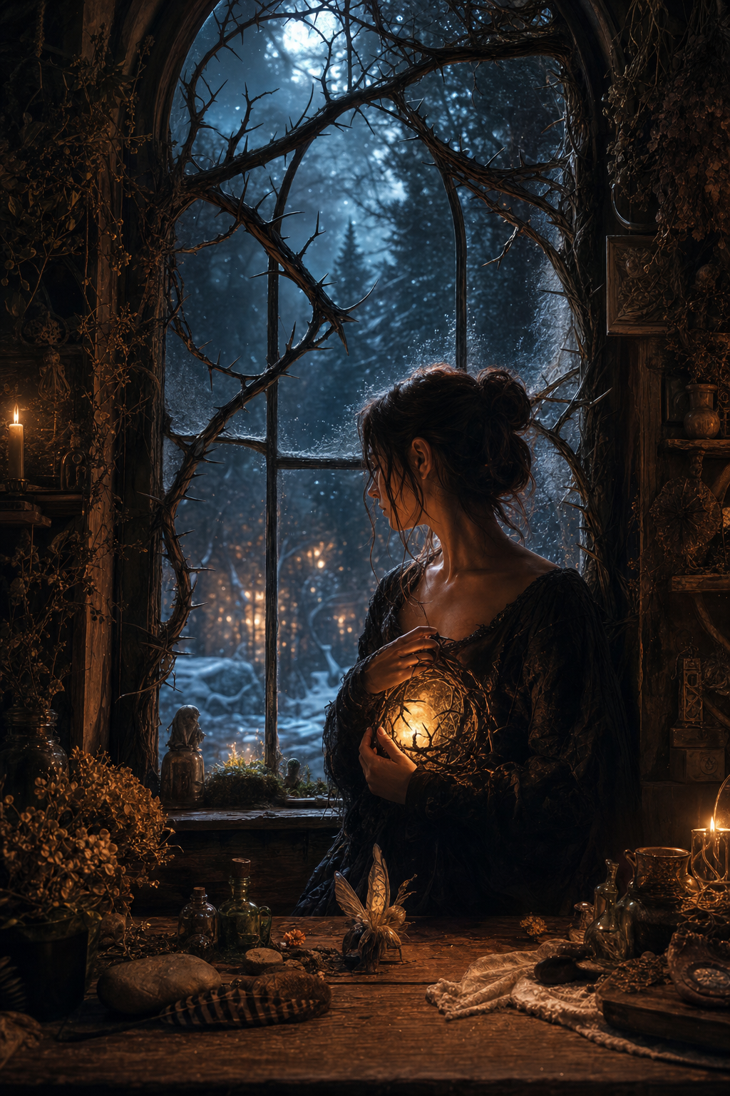 Cover image for THE THORNS GREW TO PROTECT SOMETHING THAT NEVER STOPPED GLOWING, a Cursed Fairy-Tale Court blueprint.